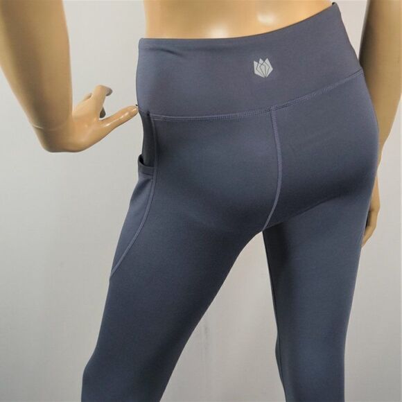 FitsT4 High Waisted Yoga Legging Gray Workout Pants Phone Pockets Womens Sz M - Picture 6 of 9